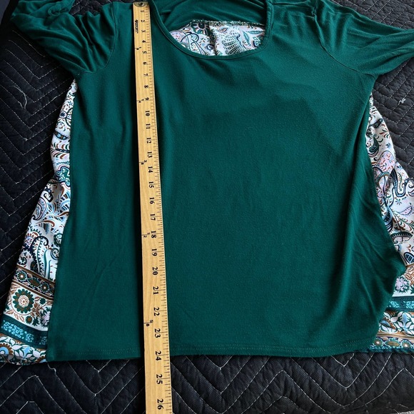 Market & Spruce Top Womens Large Green Floral Paisley Rolltab Blouse - Picture 9 of 10